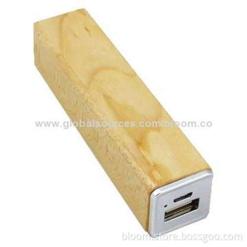 Wooden Mobile Power Station, 2,600mAh Capacity, Single USB, Low-costNew